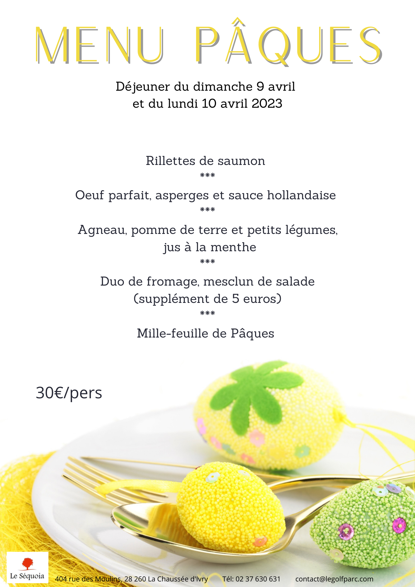 Menu de Pâques Golf Parc Robert Hersant