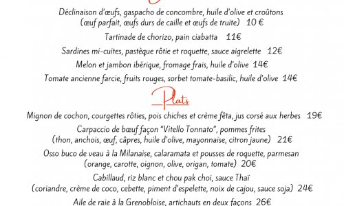 Menu Estival 2026